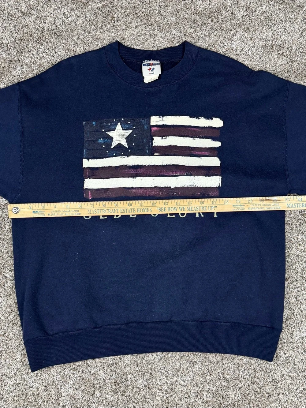 Vintage 90s Sz Large Men’s Jerzees Olde Glory USA American Flag Crewneck Blue